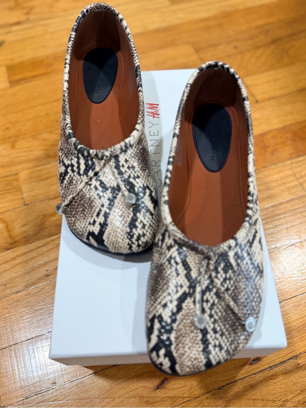 Stella McCartney x HM Snake-Print Ballet Flats - Beige/Black - Picture 2 of 5